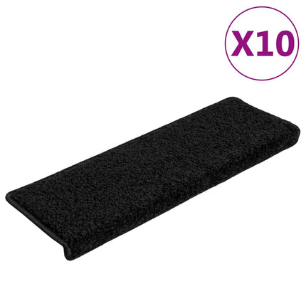 Trappmattor 10 st 65x21x4 cm svarta rektangulära kanter