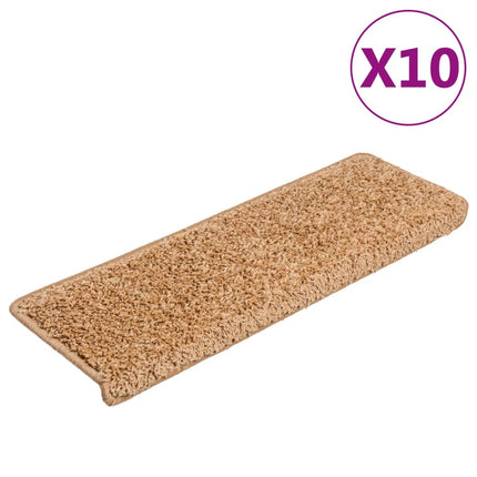 Trappmattor 10 st 65x21x4 cm beige rektangulär kant