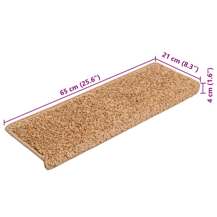 Trappmattor 10 st 65x21x4 cm beige rektangulär kant