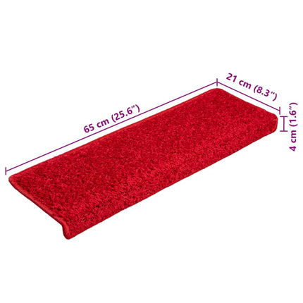 Trappmattor 10 st 65x21x4 cm röda rektangulära kanter
