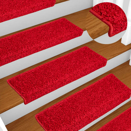 Trappmattor 10 st 65x21x4 cm röda rektangulära kanter