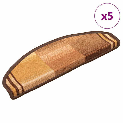 Trappstegsmattor självhäftande 5 st 65x21x4 cm brun