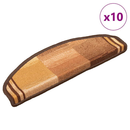 Trappstegsmattor självhäftande 10 st 65x21x4 cm brun