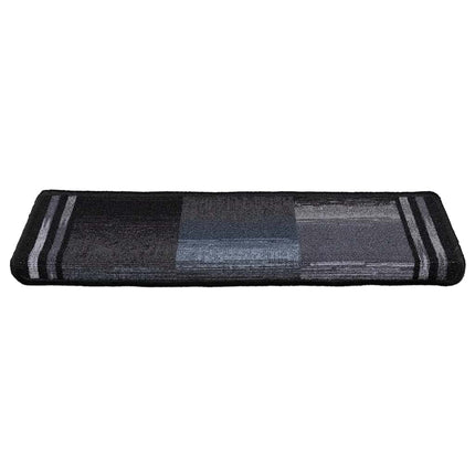 Trappstegsmattor självhäftande 10 st 65x21x4 cm svart och grå