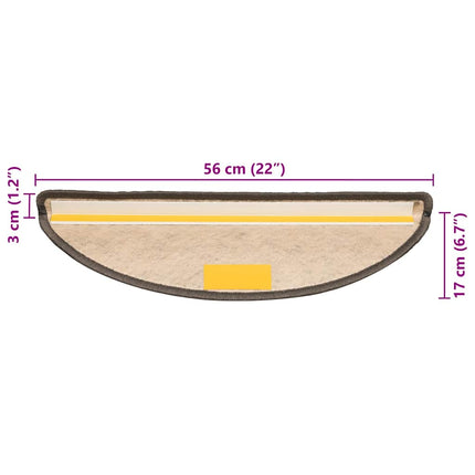 Trappstegsmattor självhäftande sisal 15 st 56x17x3 cm gråbeige