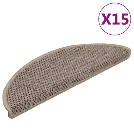 Trappstegsmattor självhäftande sisal 15 st 56x17x3 cm mörkbeige