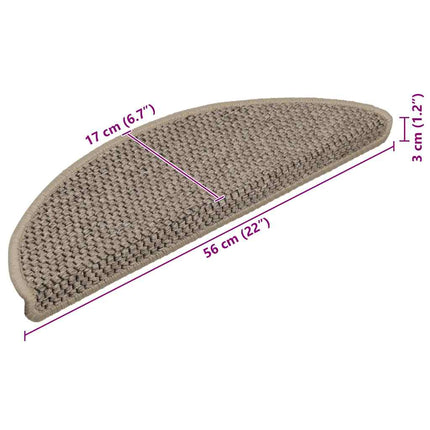 Trappstegsmattor självhäftande sisal 15 st 56x17x3 cm mörkbeige