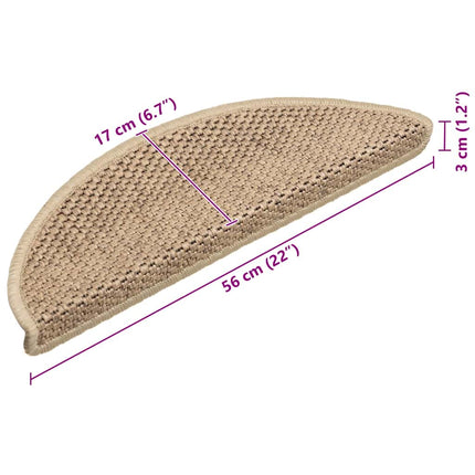 Trappstegsmattor självhäftande sisallook 15 st 56x17x3 cm sand
