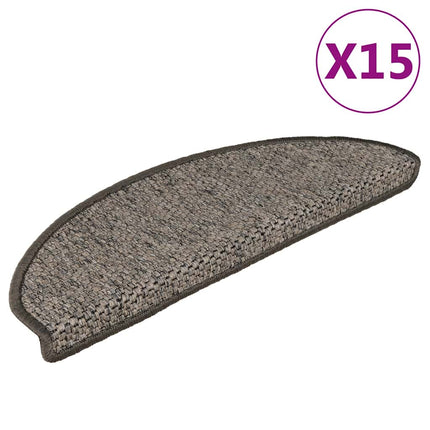 Trappstegsmattor självhäftande sisal 15 st 65x21x4 cm gråbeige
