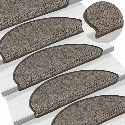Trappstegsmattor självhäftande sisal 15 st 65x21x4 cm gråbeige