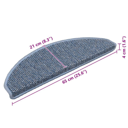 Trappstegsmattor självhäftande sisal 15 st 65x21x4 cm blå