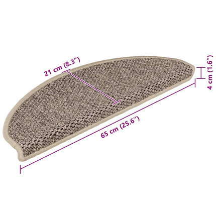 Trappstegsmattor självhäftande sisal 15 st 65x21x4 cm mörkbeige