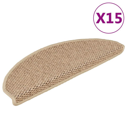 Trappstegsmattor självhäftande sisal 15 st 65x21x4 cm sand