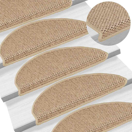 Trappstegsmattor självhäftande sisal 15 st 65x21x4 cm sand