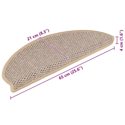 Trappstegsmattor självhäftande sisal 15 st 65x21x4 cm ljusbeige