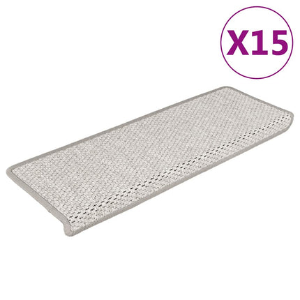 Trappstegsmattor självhäftande sisal 15 st 65x21x4 cm platina