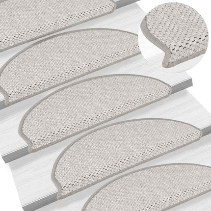 Trappstegsmattor självhäftande sisal 15 st 65x21x4 cm platina