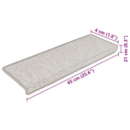 Trappstegsmattor självhäftande sisal 15 st 65x21x4 cm platina