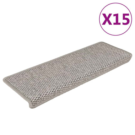 Trappstegsmattor självhäftande sisal 15 st 65x21x4 cm silver
