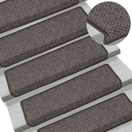 Trappstegsmattor självhäftande sisal 15 st 65x21x4 cm grå beige