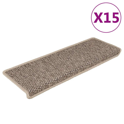 Trappstegsmattor självhäftande sisal 15 st 65x21x4 cm mörkbeige