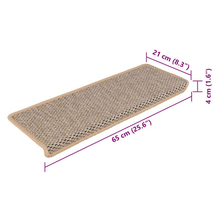 Trappstegsmattor självhäftande sisal 15 st 65x21x4 cm ljusbeige