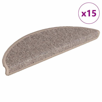 Trappmattor 15 st 56x17x3 cm mörkbeige halvrunda