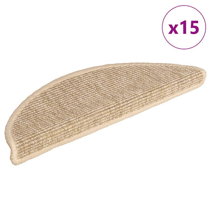 Trappmattor 15 st 56x17x3 cm ljusbeige halvrunda