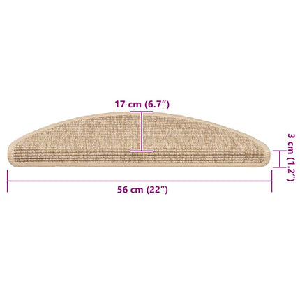 Trappmattor 15 st 56x17x3 cm ljusbeige halvrunda