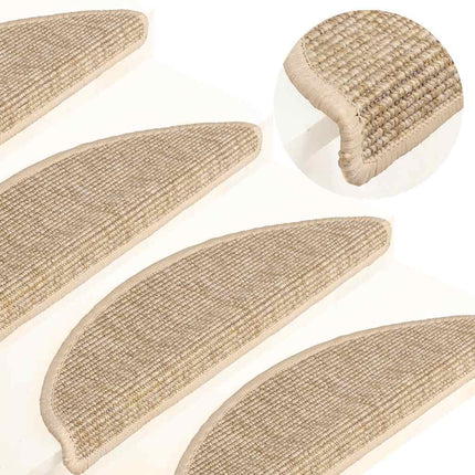 Trappmattor 15 st 56x17x3 cm ljusbeige halvrunda