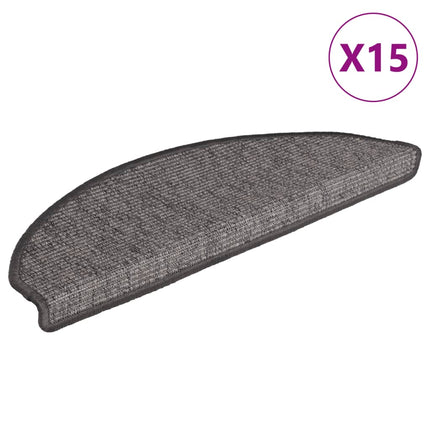 Trappmattor 15 st 65x21x4 cm beige och grå halvrunda stora