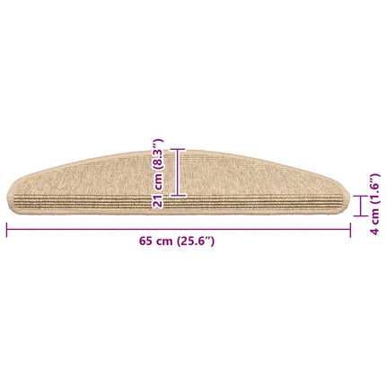 Trappmattor 15 st 65x21x4 cm ljusbeige halvrunda stora