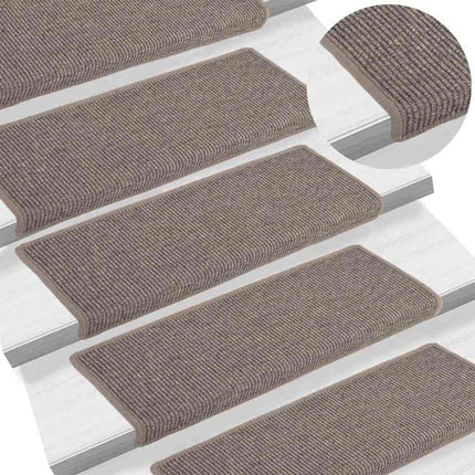 Trappmattor 15 st 65x21x4 cm mörkbeige rektangulär kant