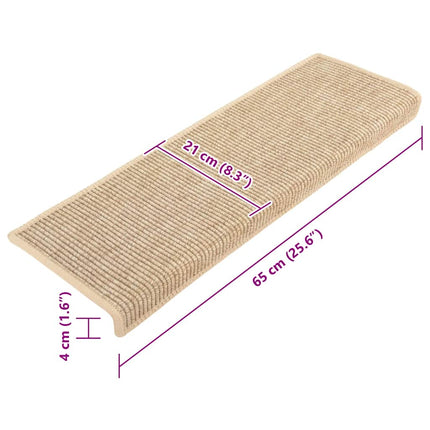 Trappmattor 15 st 65x21x4 cm ljusbeige rektangulär kant