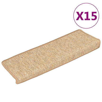 Trappmattor 15 st 65x21x4 cm ljusbruna rektangulära kanter