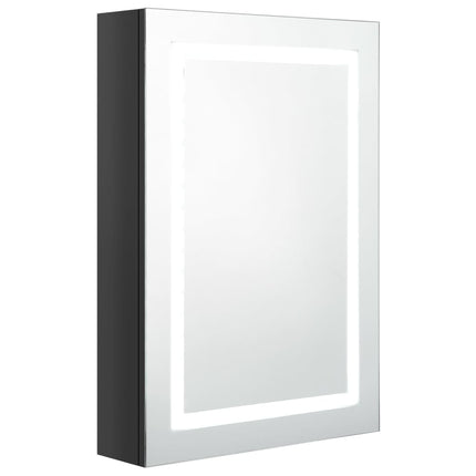 Spegelskåp med LED blank svart 50x13x70 cm