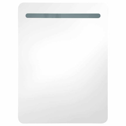 Badrumsspegel med skåp LED betonggrå 60x11x80 cm