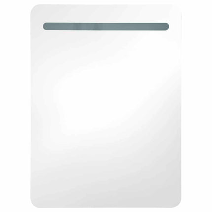 Badrumsspegel med skåp LED grå högglans 60x11x80 cm