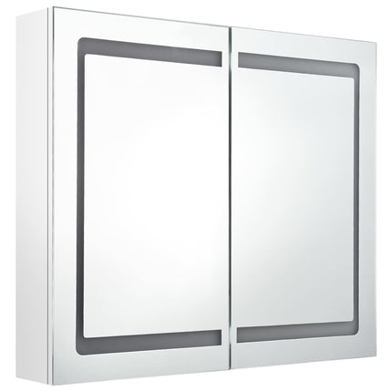 Spegelskåp med LED blank vit 80x12x68 cm