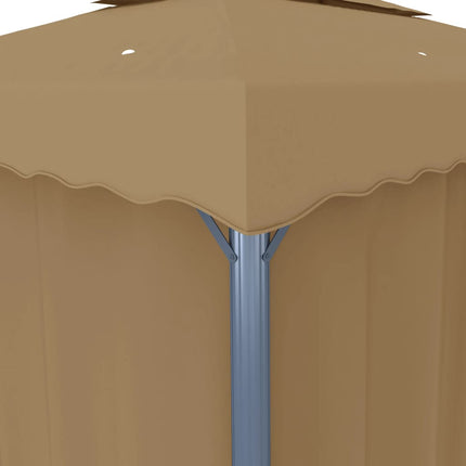 Paviljong med draperi 3x3 m taupe aluminium