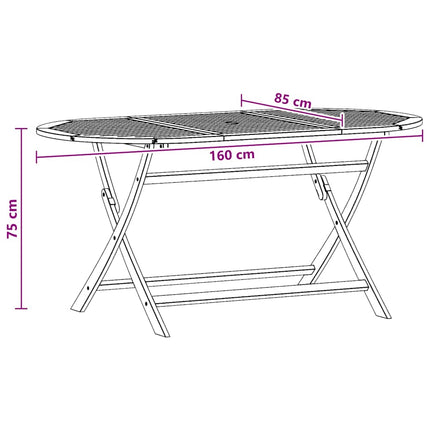 Hopfällbart trädgårdsbord 160x85x75 cm massivt eukalyptusträ