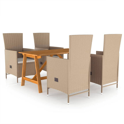 Matgrupp för trädgården 5 delar beige