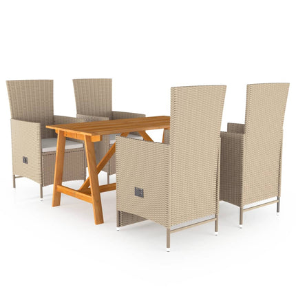 Matgrupp för trädgården 5 delar beige