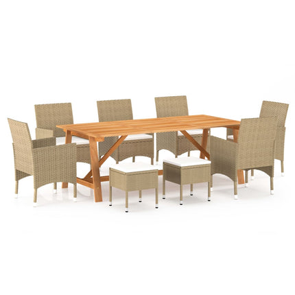 Matgrupp för trädgården 9 delar beige