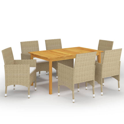 Matgrupp för trädgården 7 delar beige