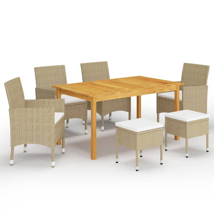 Matgrupp för trädgården 7 delar beige
