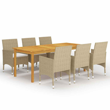 Matgrupp för trädgården 7 delar beige
