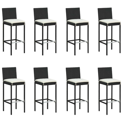Bargrupp för trädgården med dynor 9 delar svart