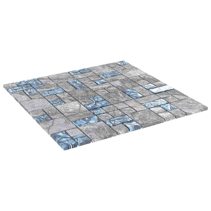 Mosaikplattor 11 pcs Grå och Blå 50 x 50 cm Glas