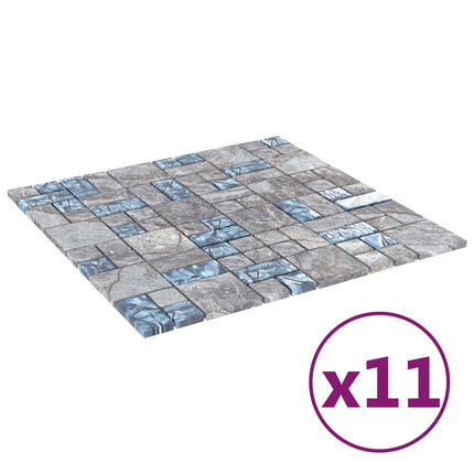 Mosaikplattor 11 pcs Grå och Blå 50 x 50 cm Glas